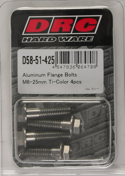 Aluminum Flange Bolts Titanium M6x25mm 4/Pk
