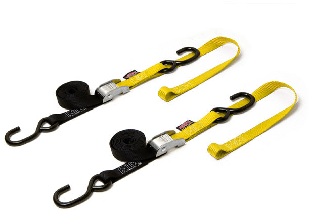 Tie Down Cam S Hook Soft Tye 1"X6' Black/Yellow Pair