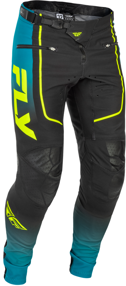 Rayce Bicycle Pants Teal/Black/Lime Sz 30