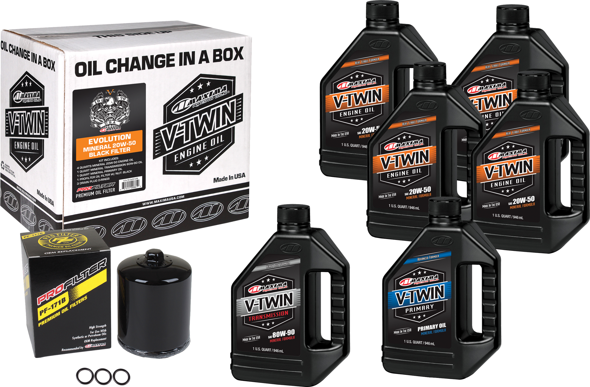 V Twin Oil Change Kit Mineral Evo Black Filer