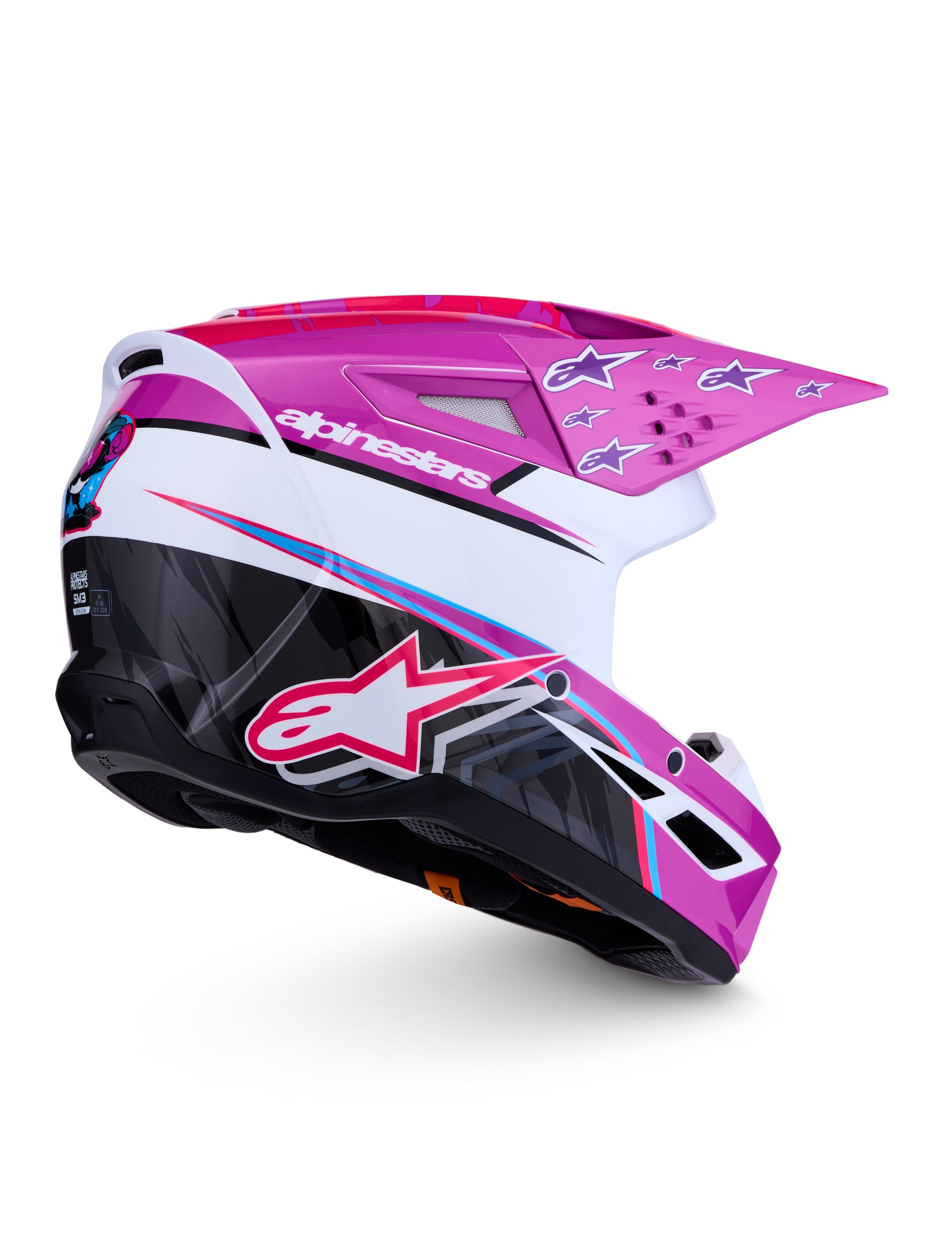 S M3 Falcon Helmet Ece06/Dot Prpl/Wht/Blk/Pink Fl Gl Xs