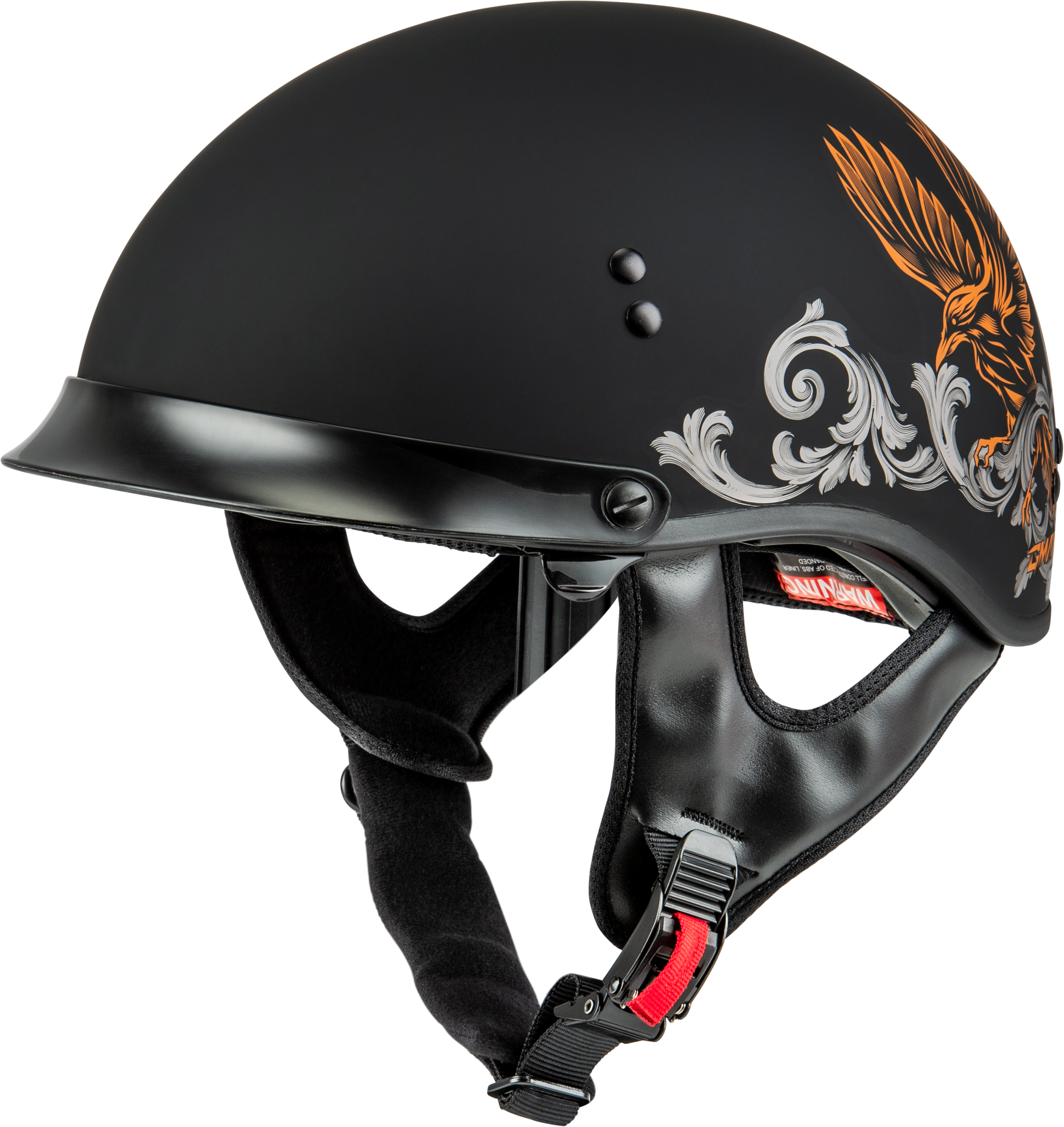Hh 65 Corvus Helmet W/Peak Matte Black/Silver/Orange Lg