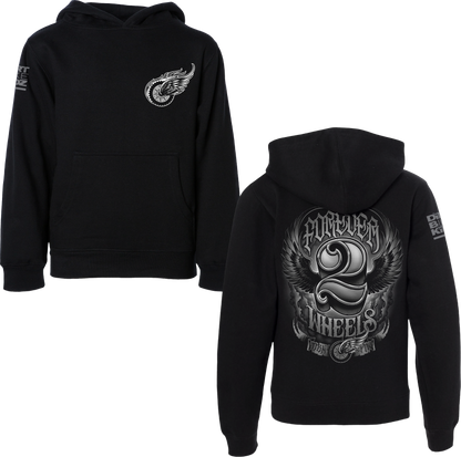 Two Wheels Youth Hoodie Black Yl