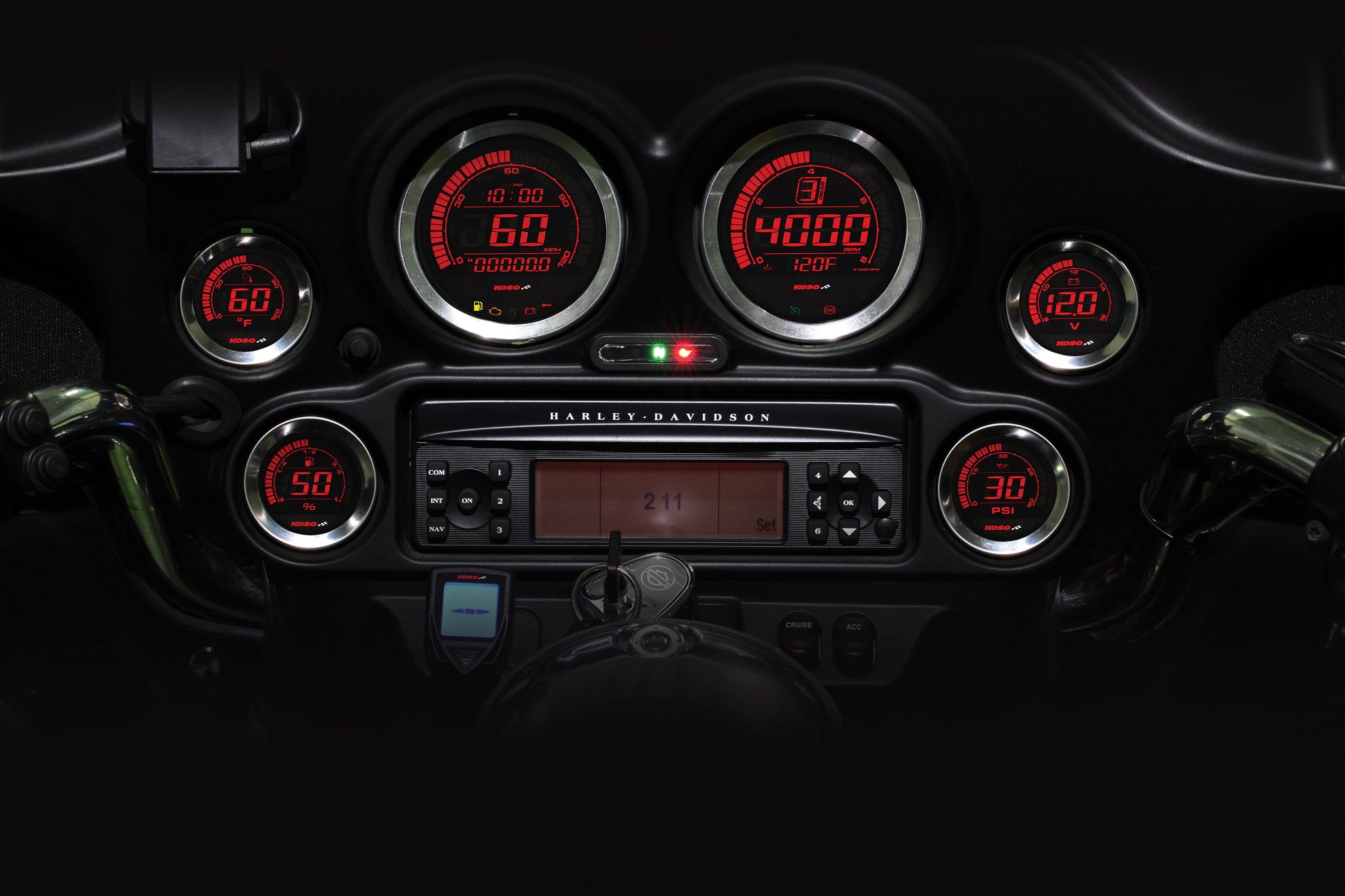 Hd 02 Series Gauge Kit Silver Bezel Oil Temp