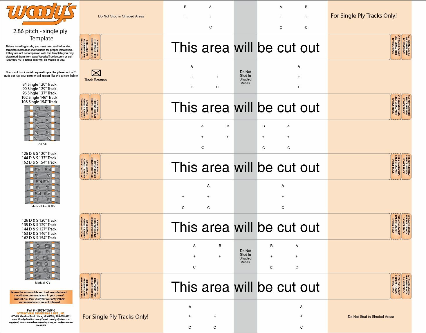 Studding Template 2.86 Single Ply Tracks