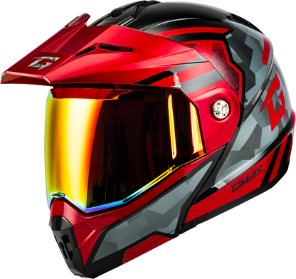 Md 74 Striker Modular Helmet W Red Shield Blk/Gry/Rd Mtlc 3x