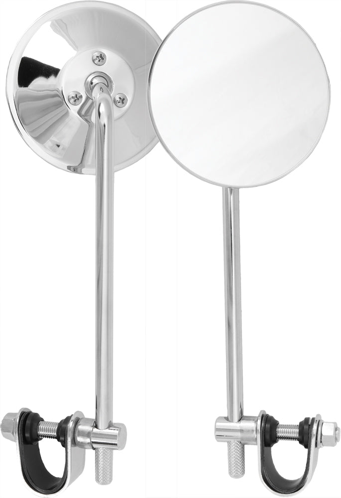 Universal 4" Round Mirror 8" Stem Chrome