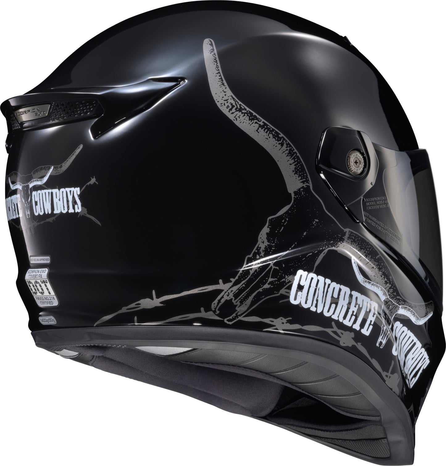 Covert Fx Full Face Helmet Concrete Cowboys Gloss Blk 2x