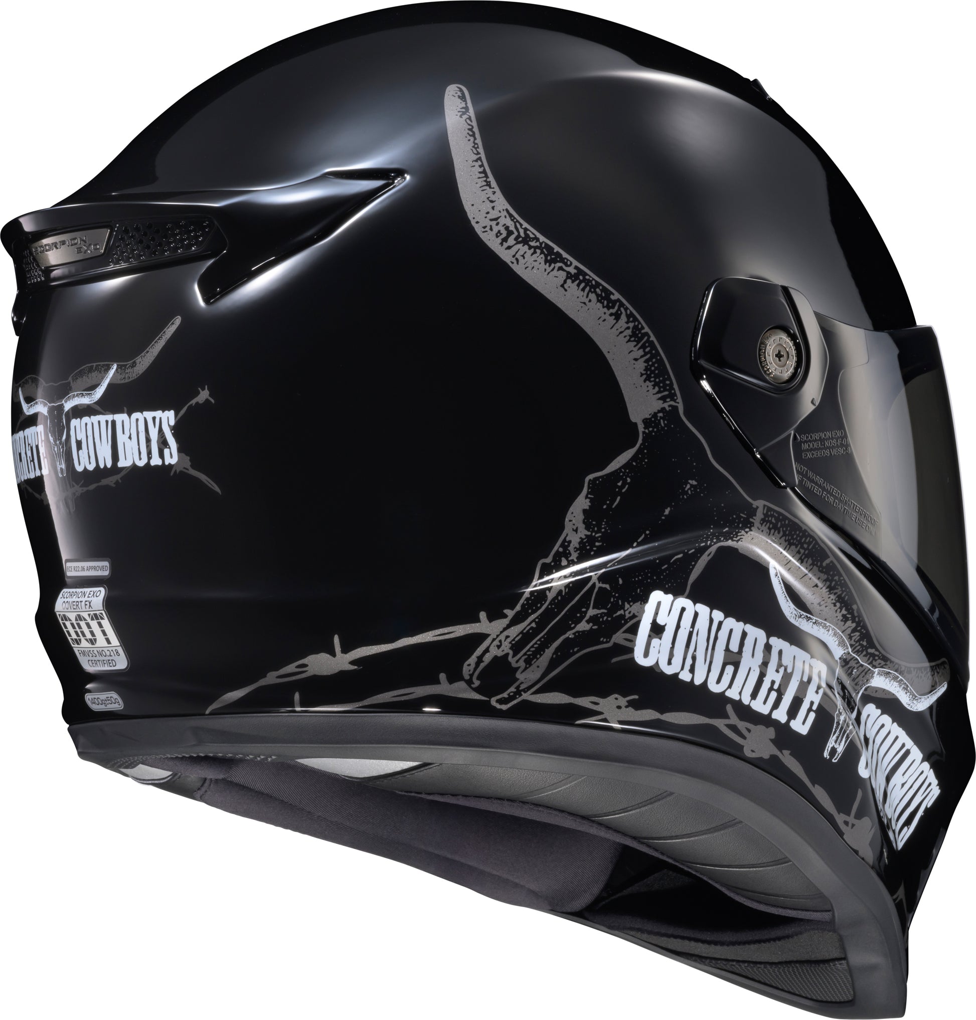Covert Fx Full Face Helmet Concrete Cowboys Gloss Blk 2x