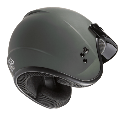 Of 2 Open Face Helmet Matte Green Sm