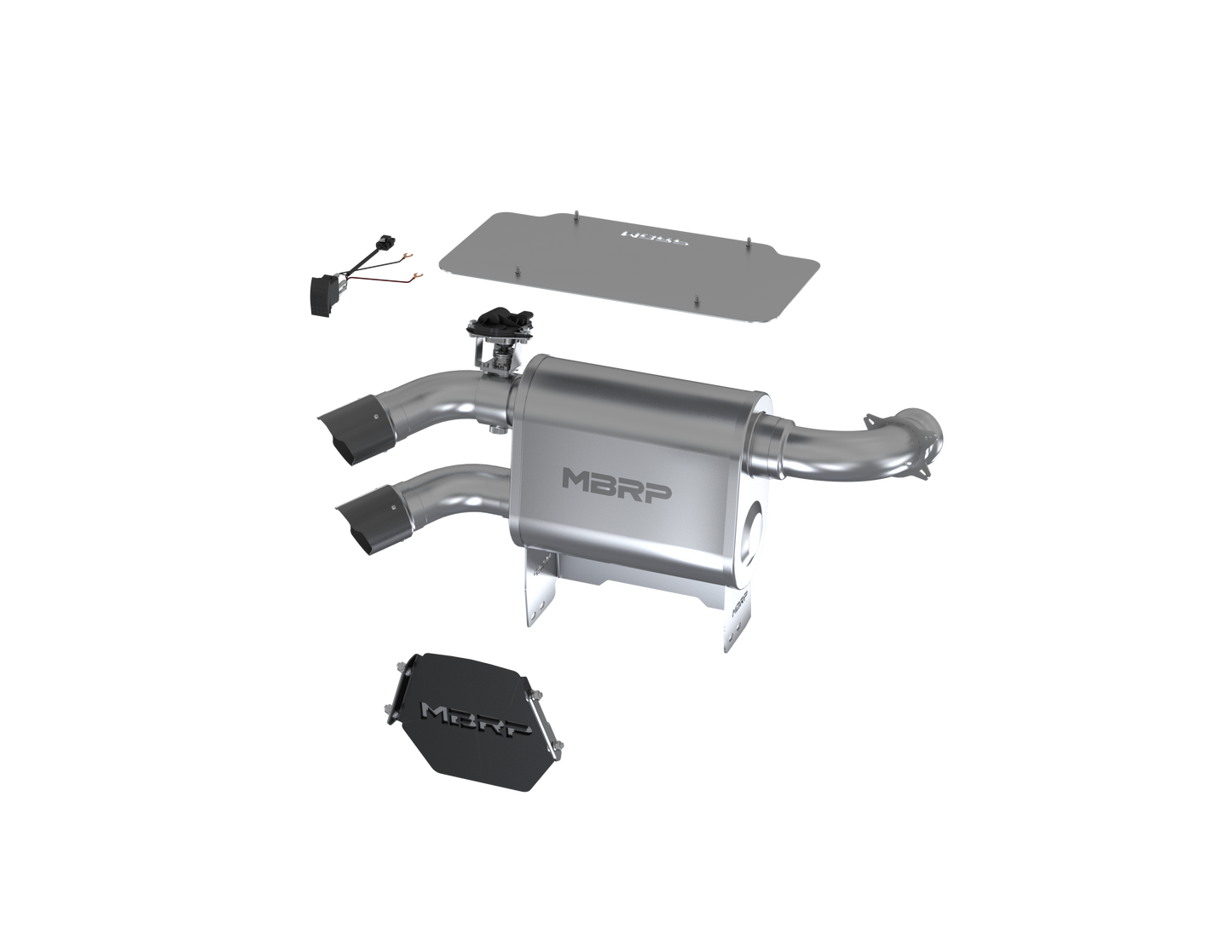 Dual Slip On System W/ 3" Active Exhaust Cf Tip