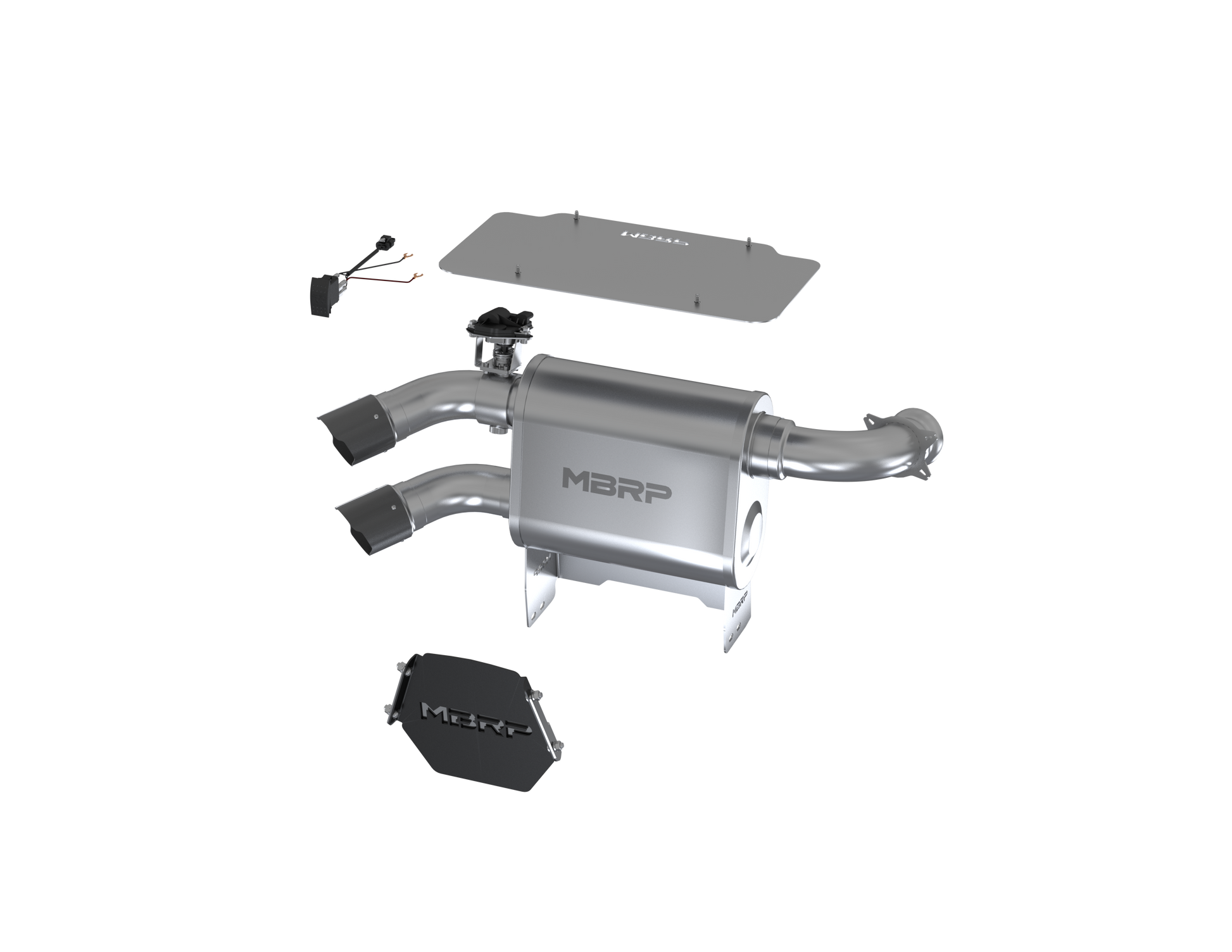 Dual Slip On System W/ 3" Active Exhaust Cf Tip
