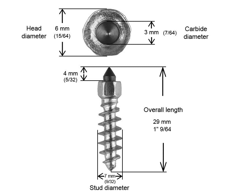 25mm Standard Screw Studs Qty 1000