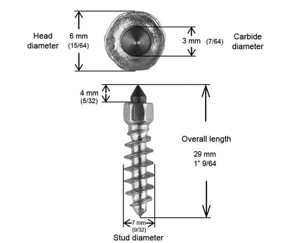 25mm Standard Screw Studs Qty 100