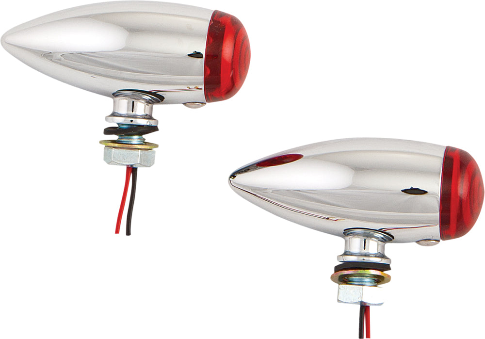 Led Bullet Marker Light Chrome W/Red Lens