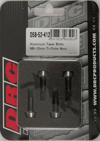 Aluminum Taper Bolts Titanium M6x12mm 4/Pk