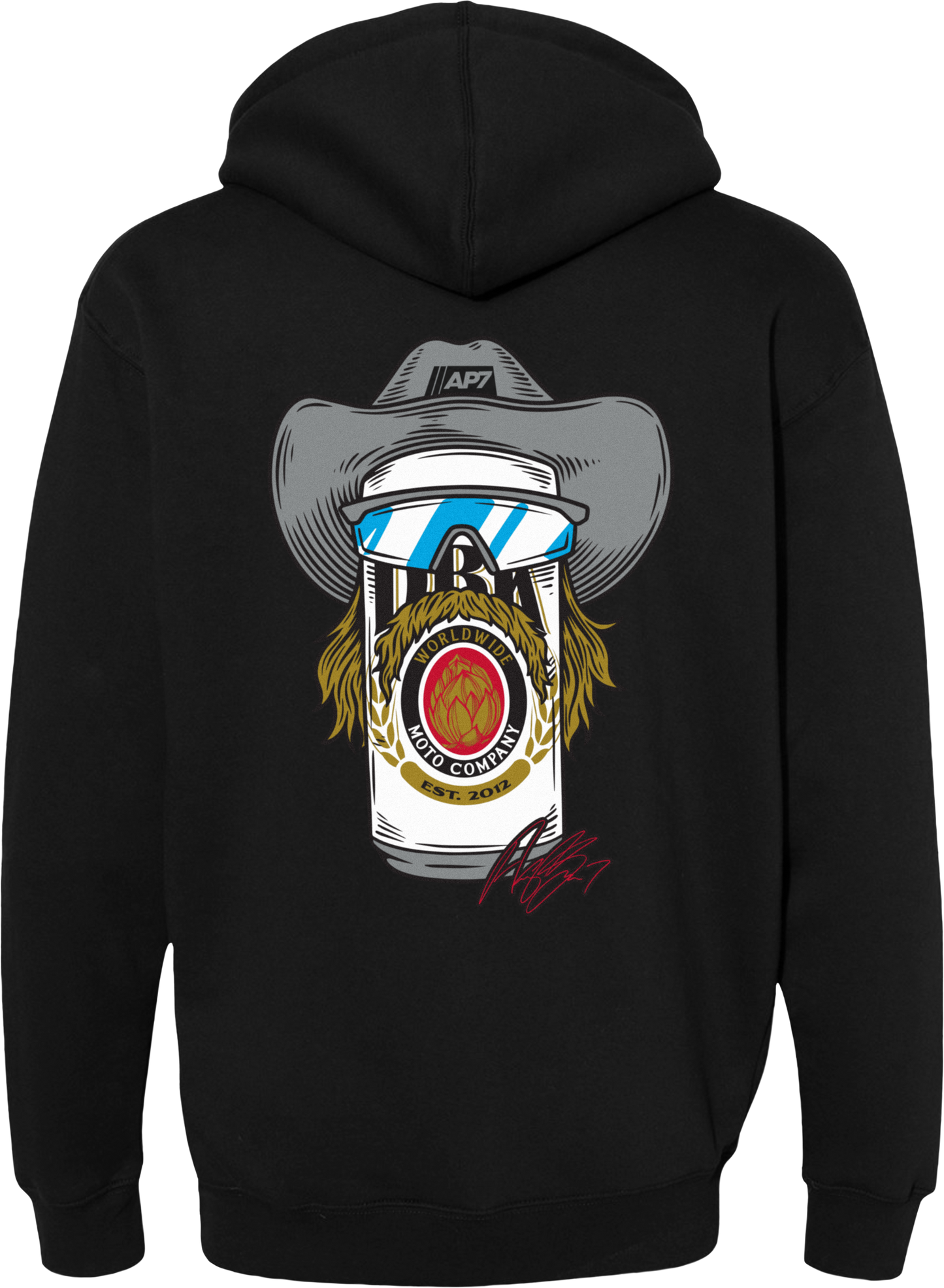 Stache Mullet Moto Hoodie Black Xl