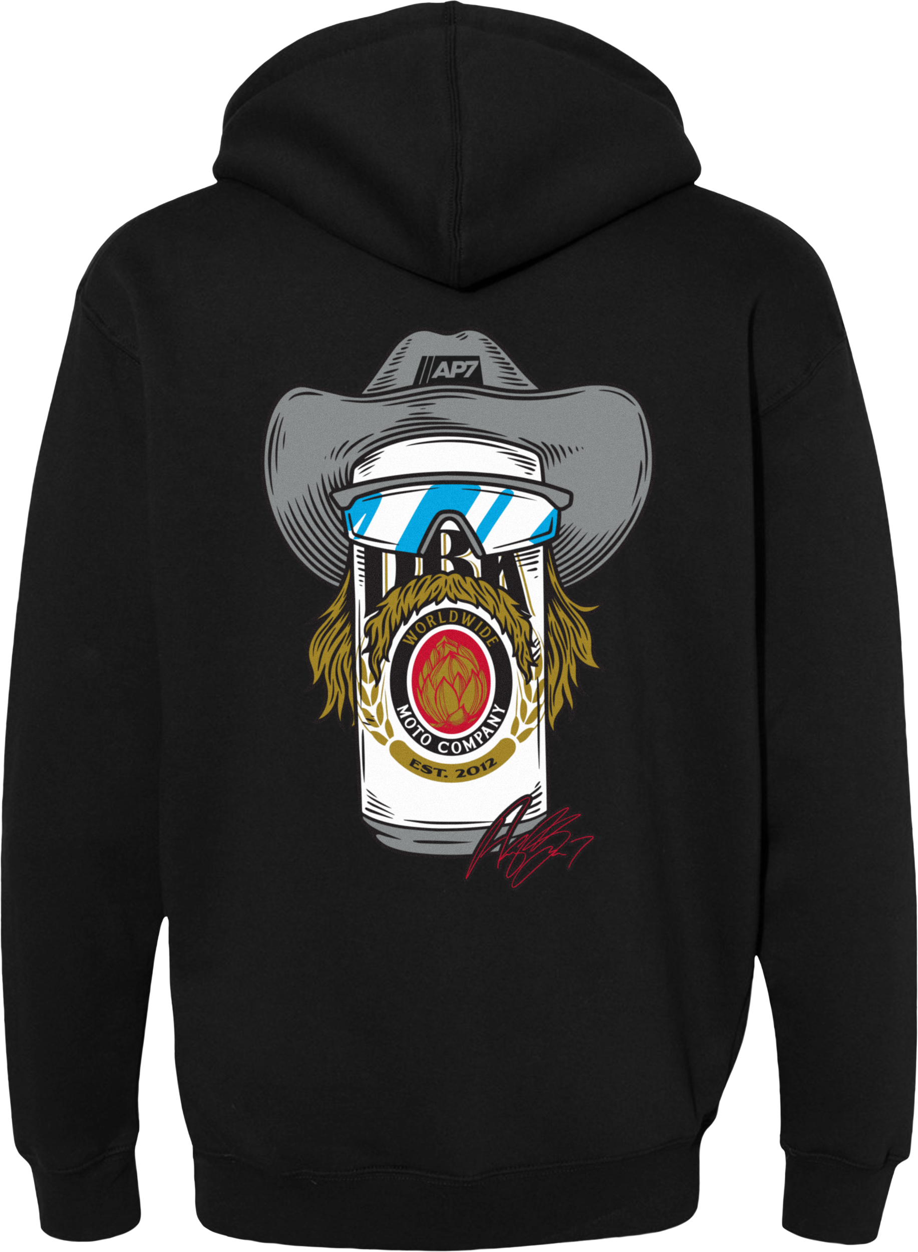 Stache Mullet Moto Hoodie Black Xl