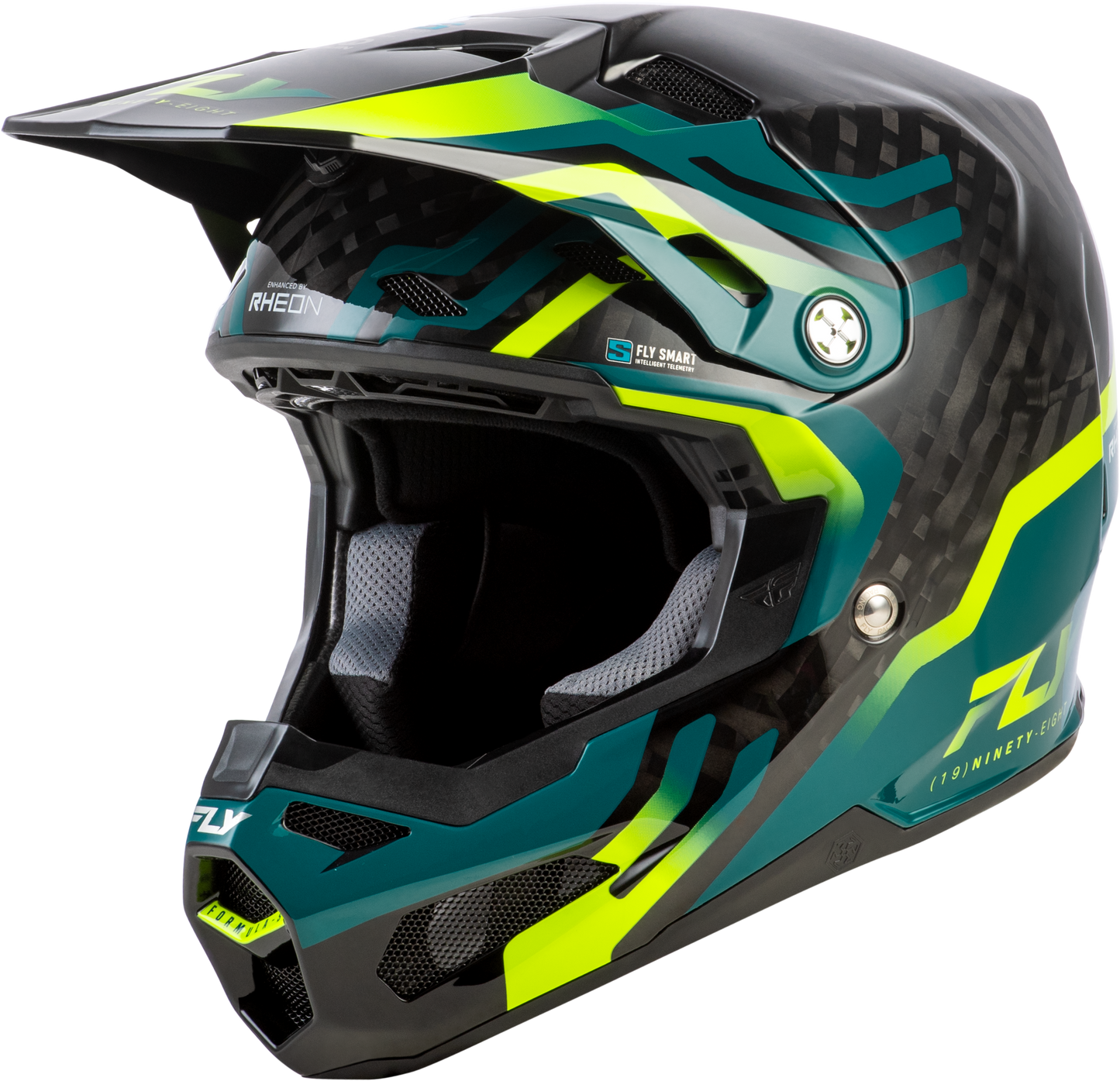 Formula S Carbon Byte Helmet Black Carbon/Teal/Lime Xl