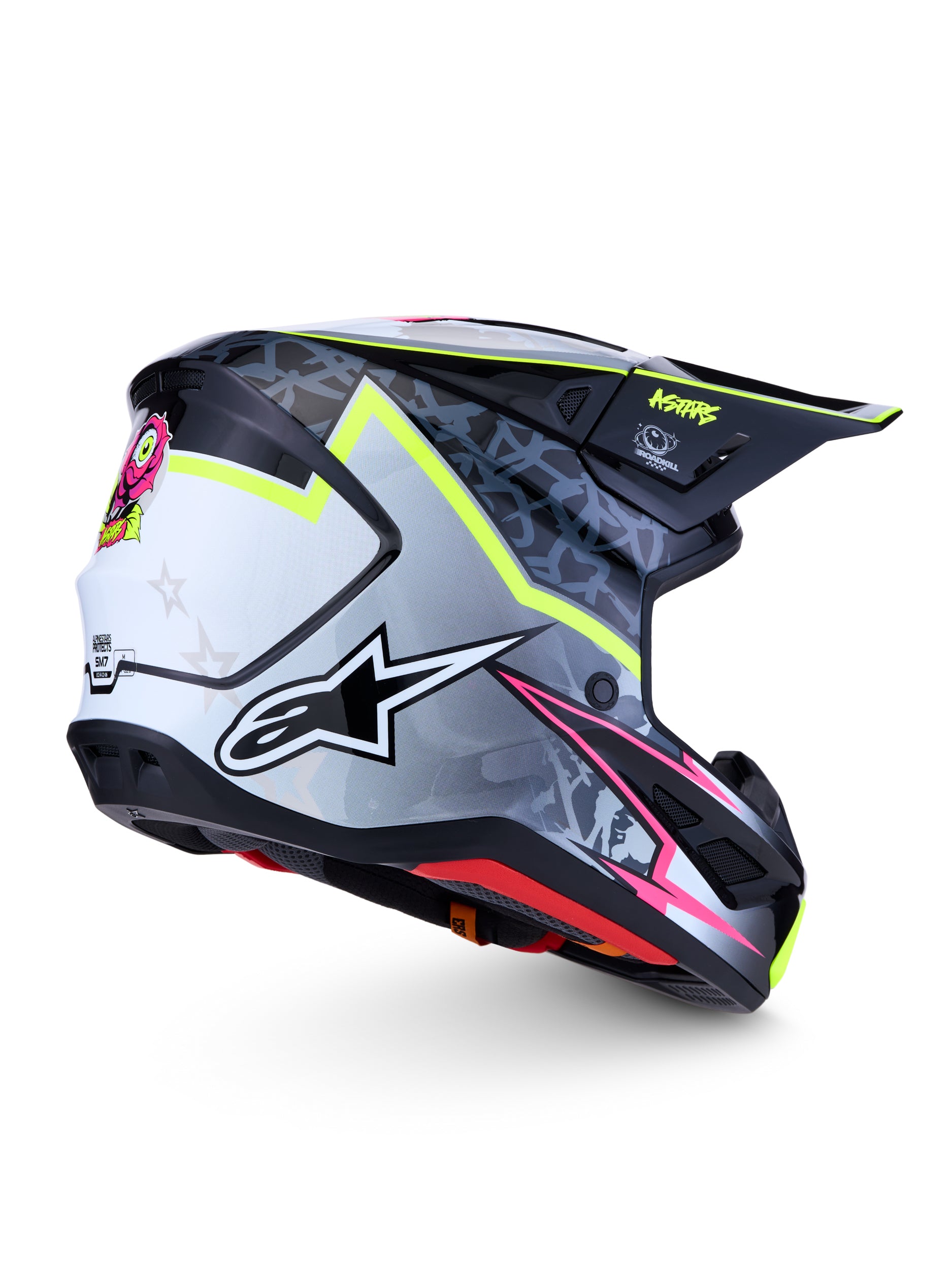 S M7 Blaster Helmet Ece06/Dot Blk/Gry/Wh/Yllw Fluo Glsy Md