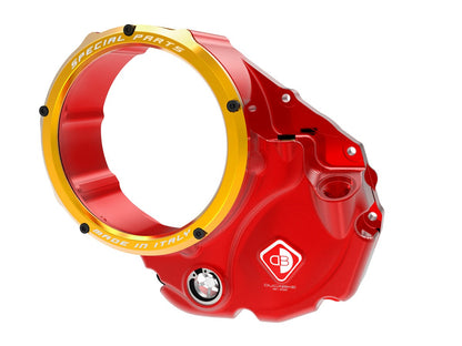 DBK Special Parts (Ducabike) NEW EVO-3D Clear Wet Clutch Cover for the Ducati Hypermotard 821 (2015) / 939 / 950, Multistrada 950, Supersport /S and Monster 821