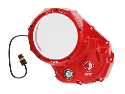 DBK Special Parts (Ducabike) EVO LED Clear Wet Clutch Cover for the Ducati Hypermotard 821 (2015) / 939 / 950, Multistrada 950, Supersport /S and Monster 821