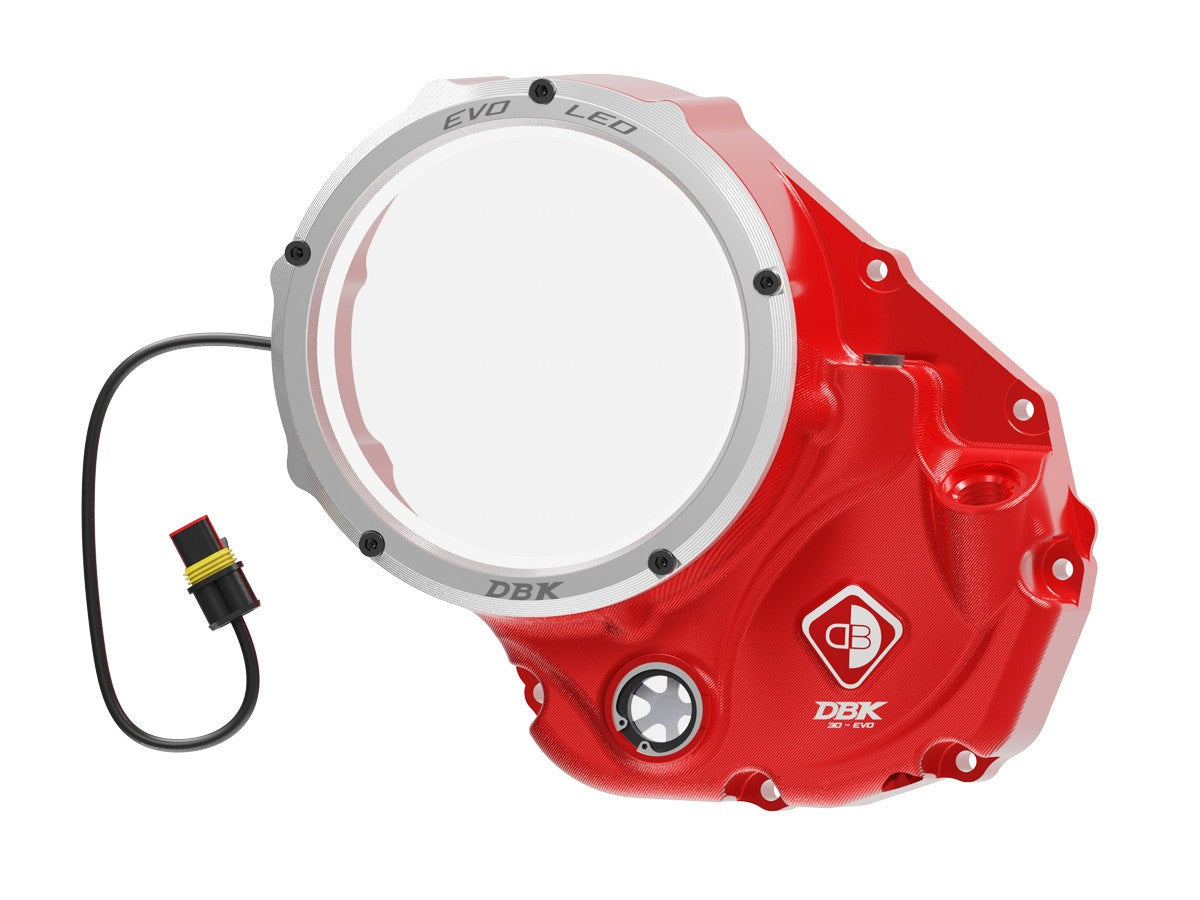 DBK Special Parts (Ducabike) EVO LED Clear Wet Clutch Cover for the Ducati Monster 937, Multistrada V2, and DesertX