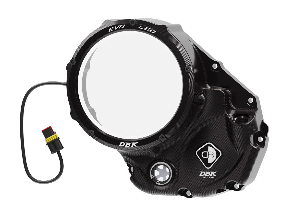 DBK Special Parts (Ducabike) EVO LED Clear Wet Clutch Cover for the Ducati Hypermotard 821 (2015) / 939 / 950, Multistrada 950, Supersport /S and Monster 821