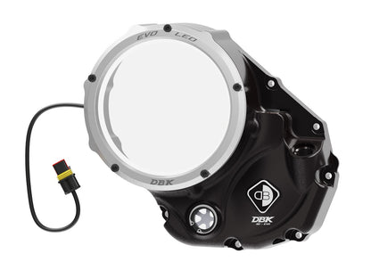 DBK Special Parts (Ducabike) EVO LED Clear Wet Clutch Cover for the Ducati Hypermotard 821 (2015) / 939 / 950, Multistrada 950, Supersport /S and Monster 821