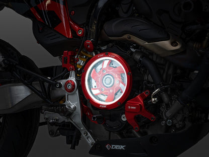 DBK Special Parts (Ducabike) EVO LED Clear Wet Clutch Cover for the Hypermotard 698 Mono
