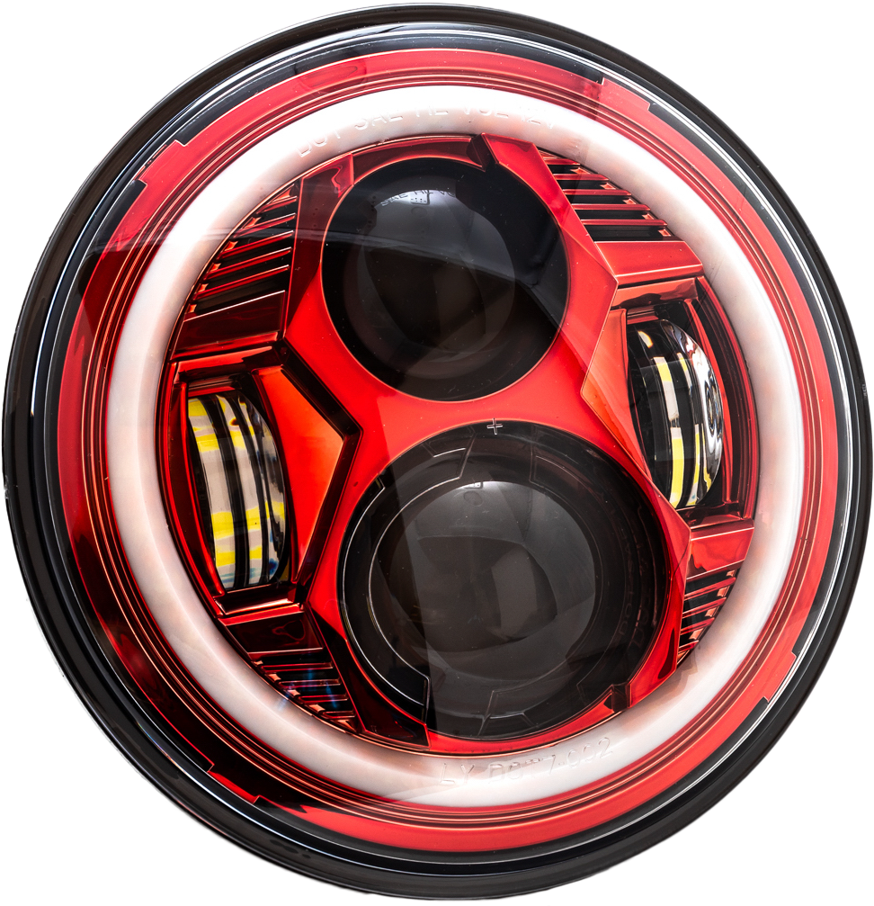7" Led Headlight Red Halo Indian