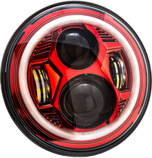 7" Led Headlight Red Halo Indian