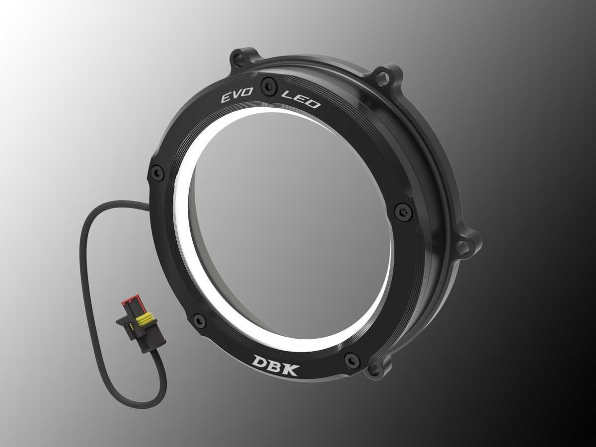 DBK Special Parts (Ducabike) EVO LED Dual Color Clear Wet Clutch Cover for the Ducati Panigale / Streetfighter / Multistrada / Diavel V4