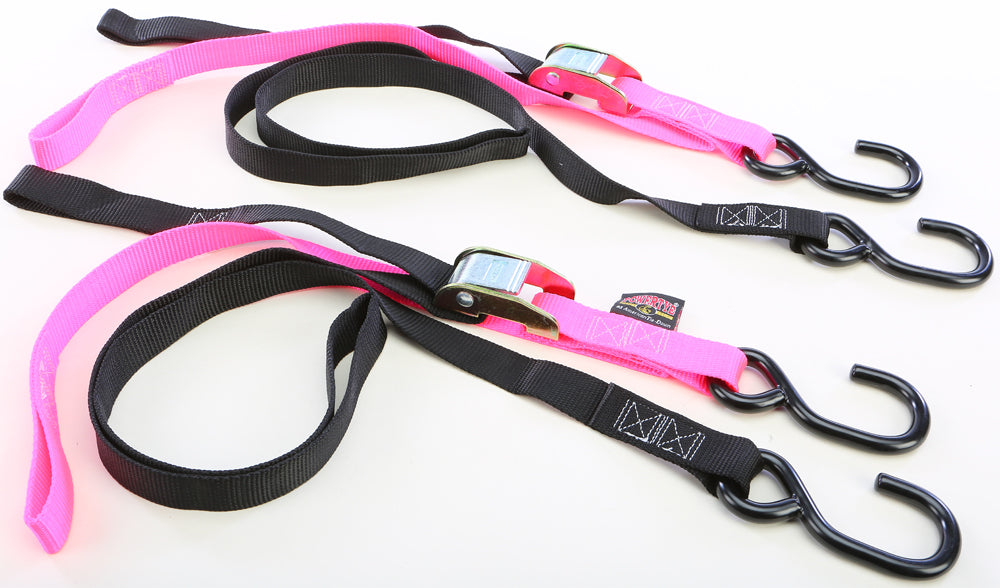 Tie Down Cam S Hook Soft Tye 1"X6' Black/Pink Pair