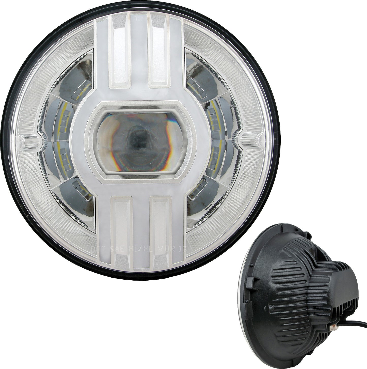 Headlight 7" Beast 2 Chrome W/Driving Light