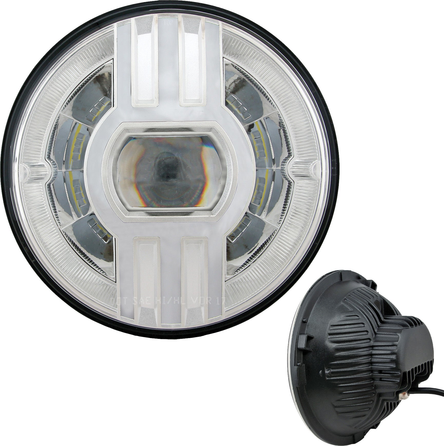 Headlight 7" Beast 2 Chrome W/Driving Light