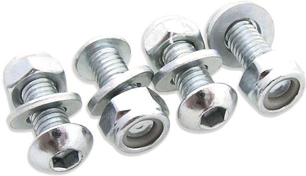License Plate Bolts/Nuts Zinc Plated Steel 4/Pk
