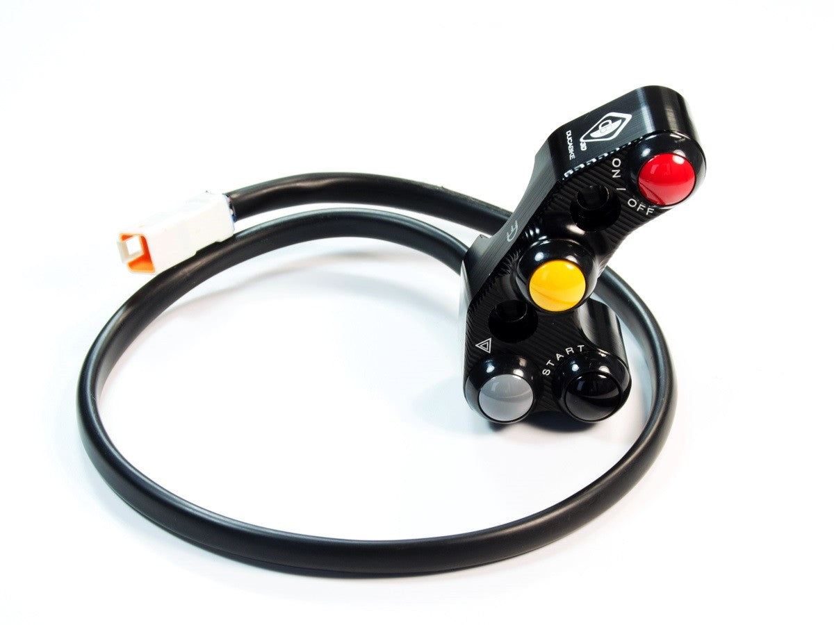 DBK Special Parts (Ducabike) 4 Button Billet Run / Stop / Start Switch For Brembo OE, RCS, and Performance Technology Master Cylinders - 2019+ Monster 1200/821, Scrambler 1100/800, Hypermotard 950 and 2017+ Supersport