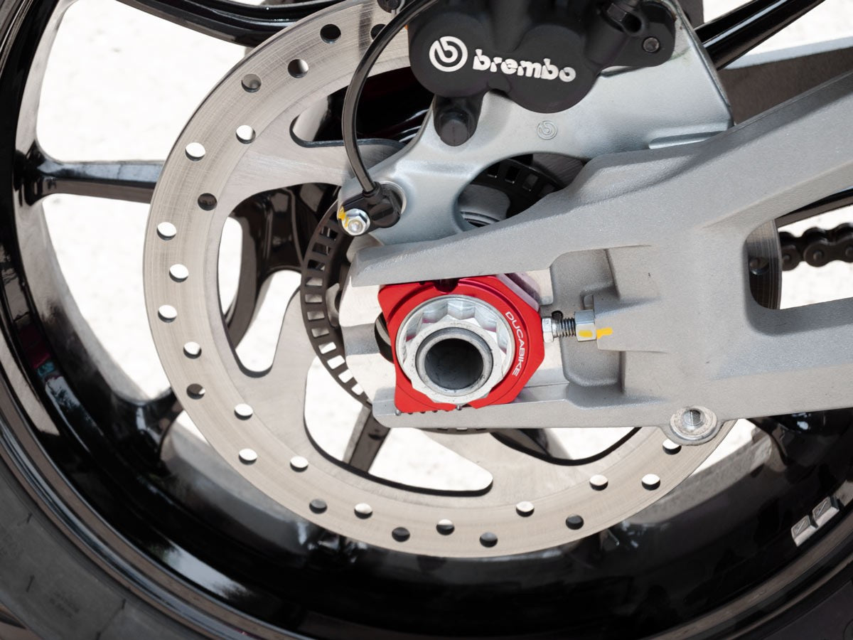 DBK Special Parts (Ducabike) Billet Chain Adjusters for the Ducati Multistrada V4
