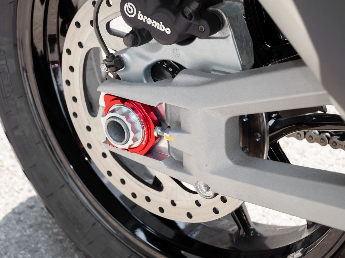 DBK Special Parts (Ducabike) Billet Chain Adjusters for the Ducati Multistrada V4