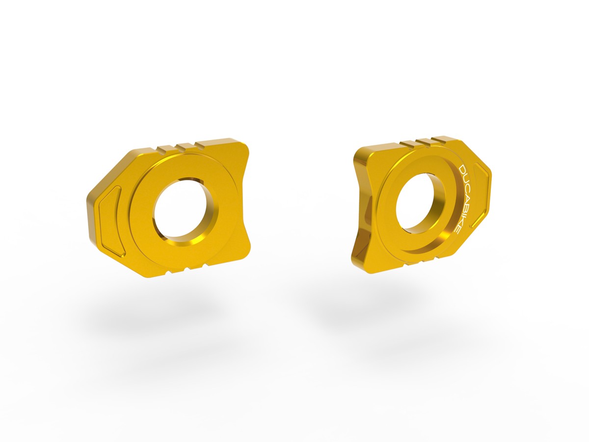 DBK Special Parts (Ducabike) Billet Chain Adjusters for the Ducati Monster 937, Hypermotard 698 Mono, and 2025+ V2 models