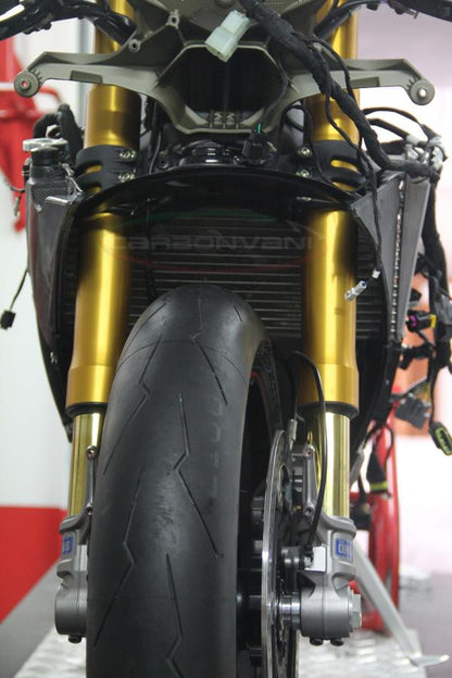 CARBONVANI - DUCATI 1299 PANIGALE CARBON FIBER OIL COOLER TIP W/ LIQUID TANK AND DEFLECTORS