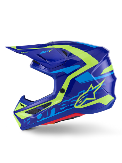 Sm7 Deed Helmet Blue/Ylw Fluo Glossy Md
