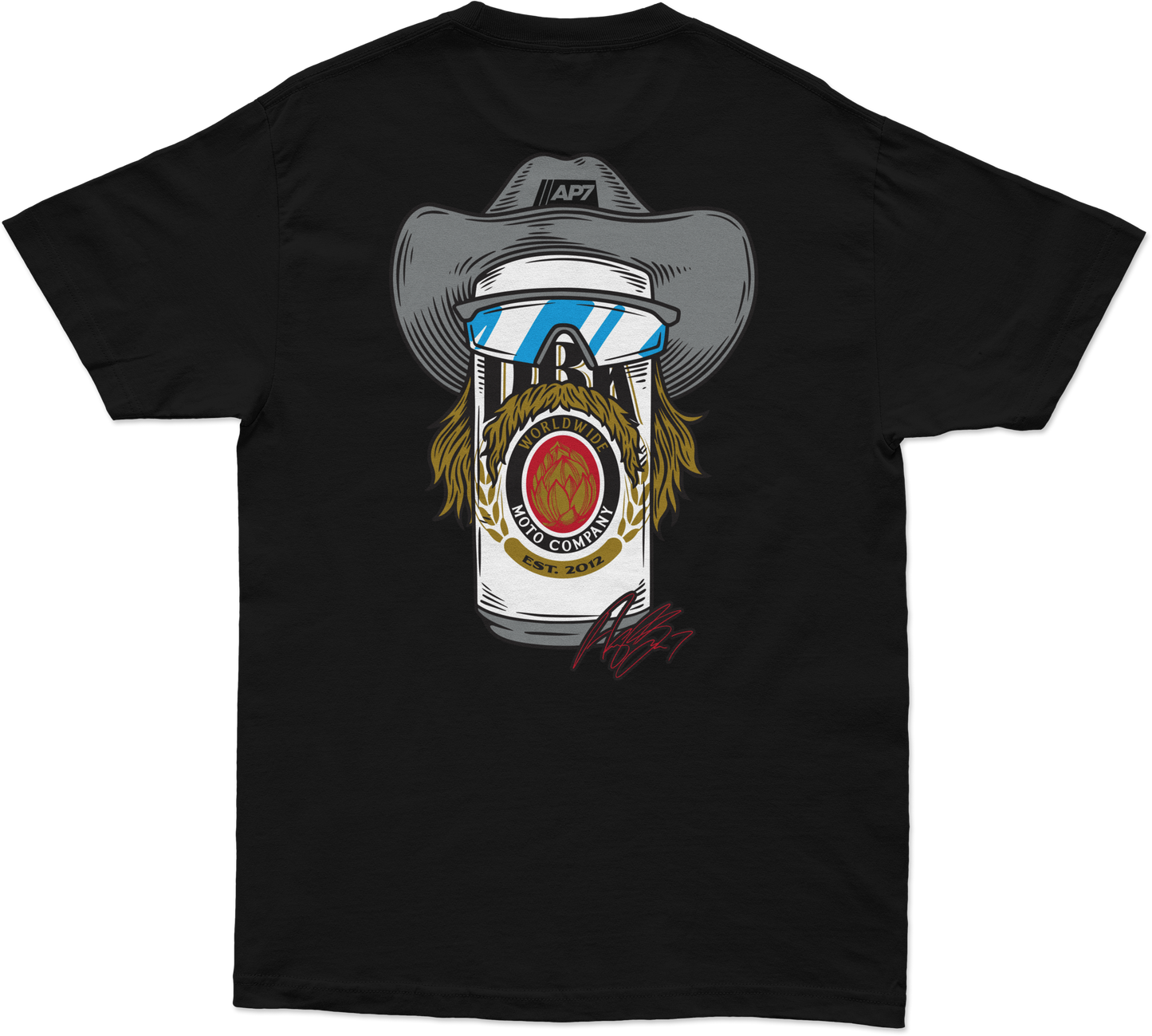 Stache Mullet Moto Tee Black Xl