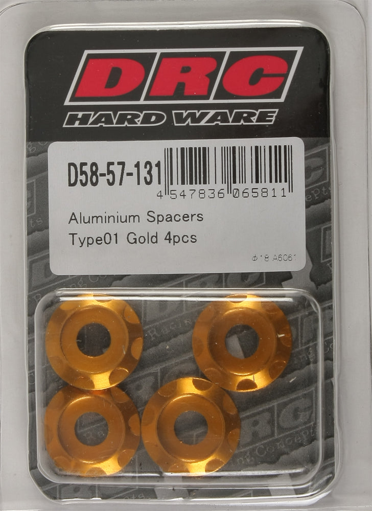Aluminum Spacers Type 1 Gold M6x12mm 4/Pk
