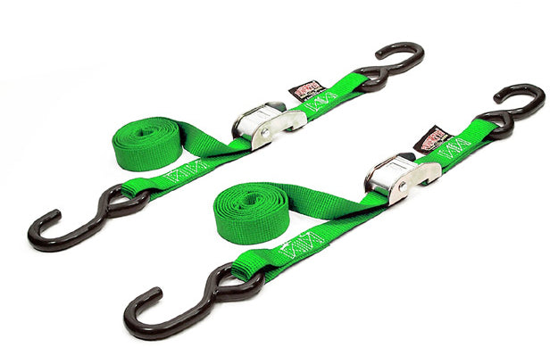 Tie Down Cam S Hook 1"X5.5' Green Pair