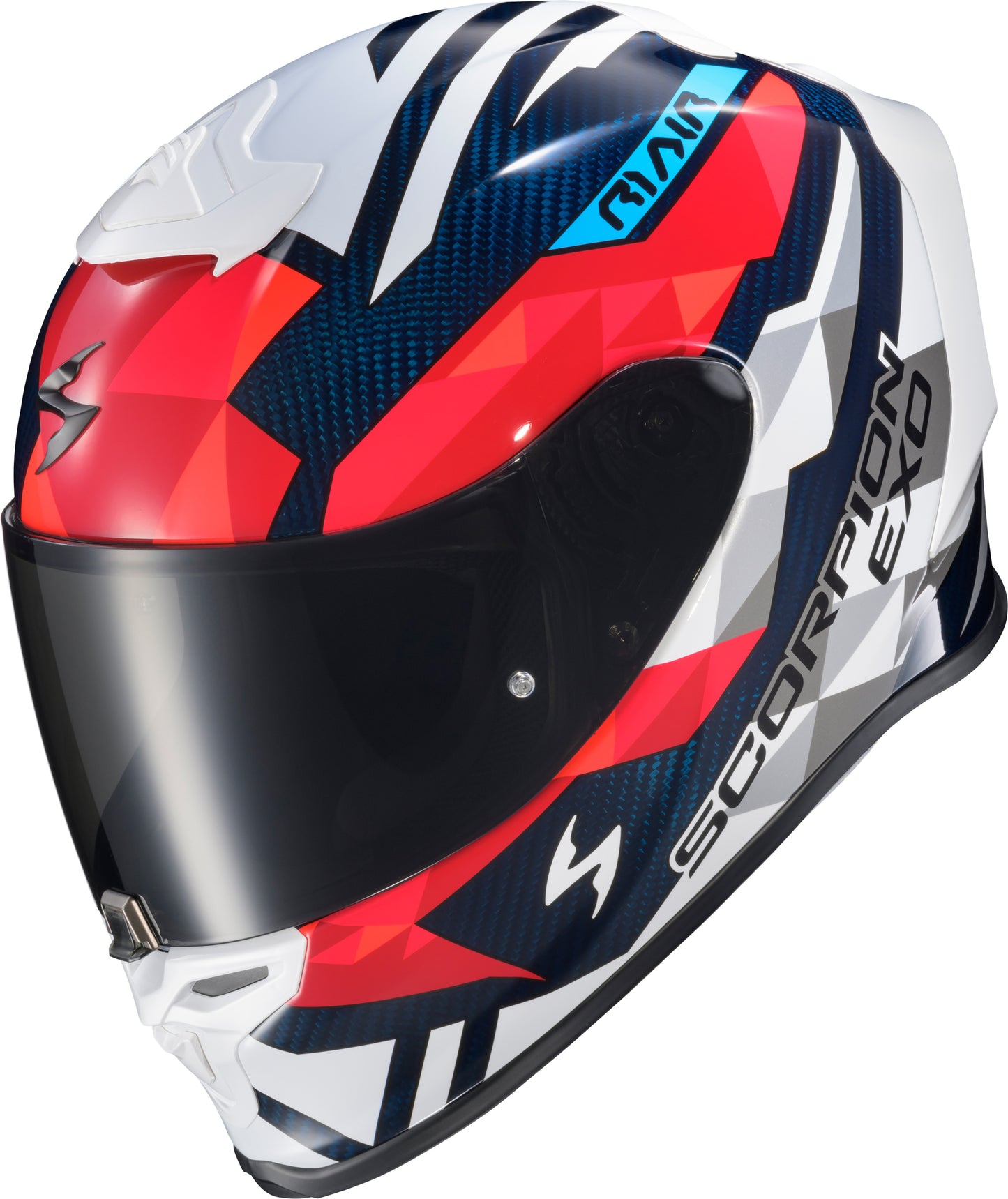 Exo R1 Air Full Face Helmet Carbon Rastor Red/Wht/Blue Xl