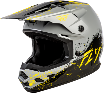 Youth Kinetic Drip Helmet Grey/Black/Yellow Yl