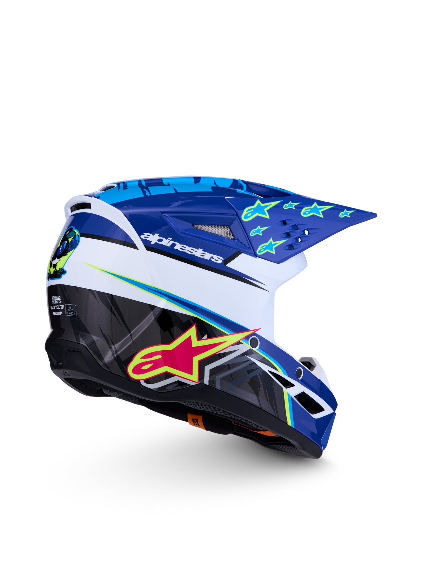S M3 Falcon Yth Hlmt Ece06/Dot Blu/Wh/Blk/Pink Fl/Yl Fl Gl Yl