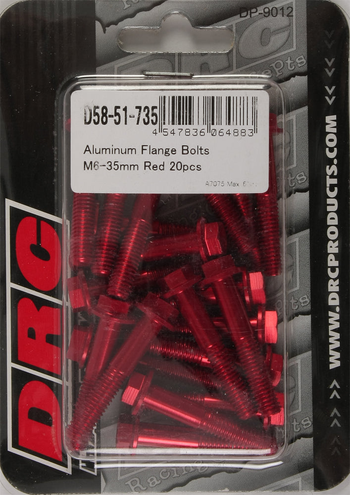 Aluminum Flange Bolts Red M6x35mm 20/Pk